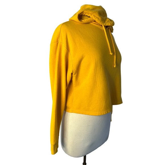 Divided H & M Hoodie Women's M Yellow Cropped Long Sleeve Stretch Solid flaw - Picture 6 of 13